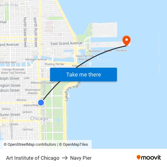 Art Institute of Chicago to Navy Pier map