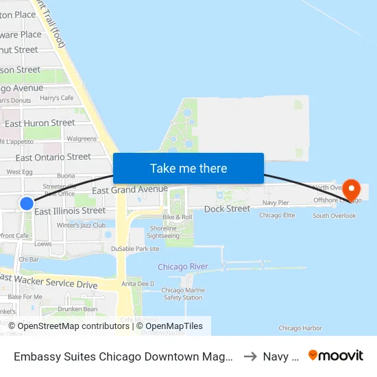 Embassy Suites Chicago Downtown Magnificent Mile to Navy Pier map