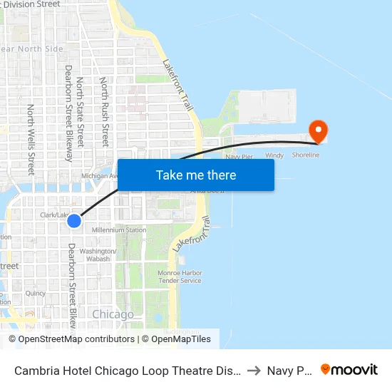 Cambria Hotel Chicago Loop Theatre District to Navy Pier map