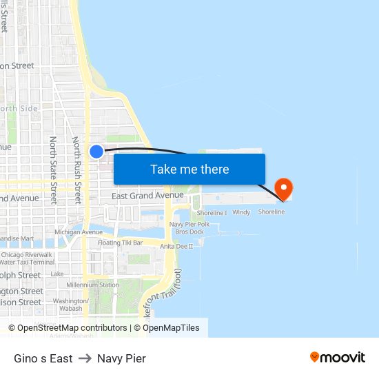 Gino s East to Navy Pier map