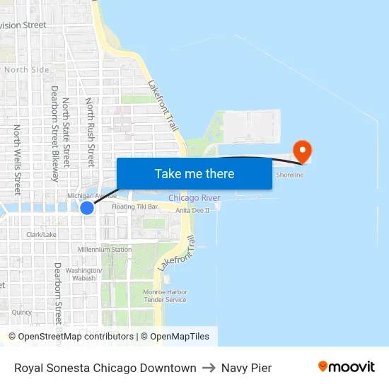 Royal Sonesta Chicago Downtown to Navy Pier map
