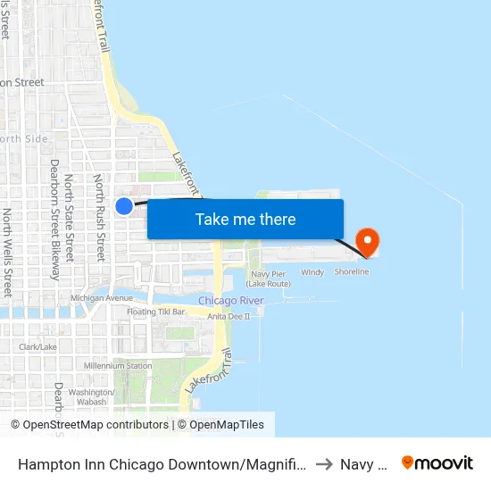 Hampton Inn Chicago Downtown/Magnificent Mile to Navy Pier map