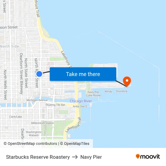 Starbucks Reserve Roastery to Navy Pier map