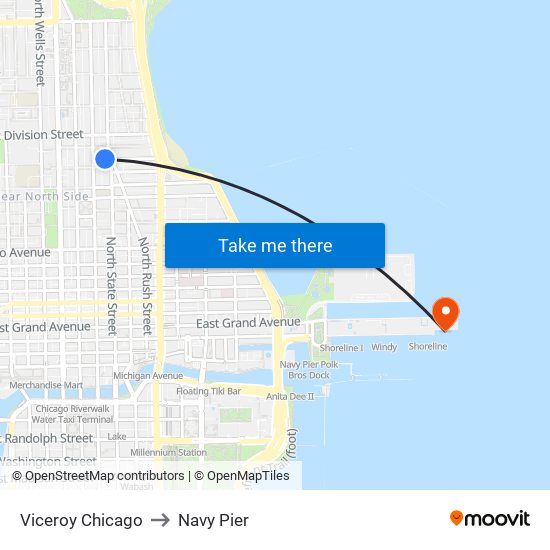 Viceroy Chicago to Navy Pier map