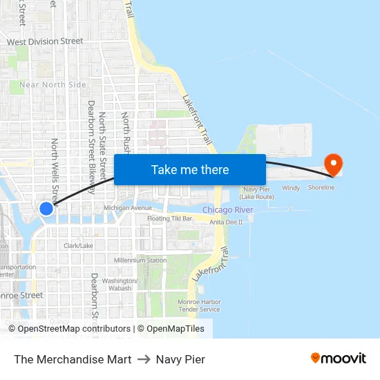 The Merchandise Mart to Navy Pier map