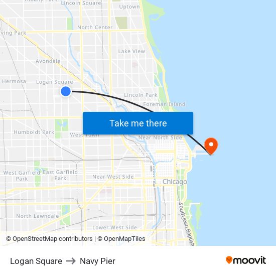 Logan Square to Navy Pier map