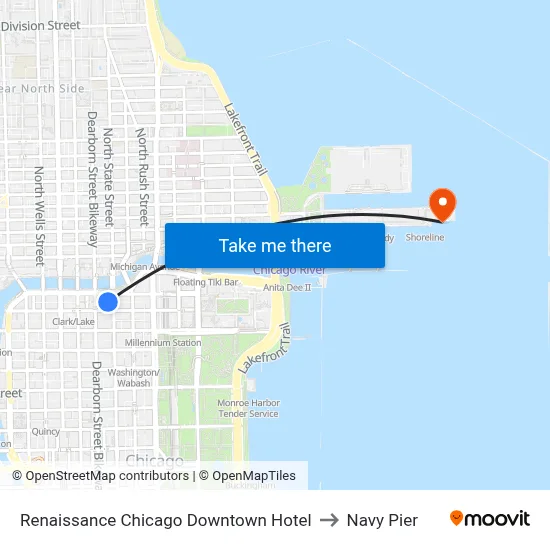 Renaissance Chicago Downtown Hotel to Navy Pier map