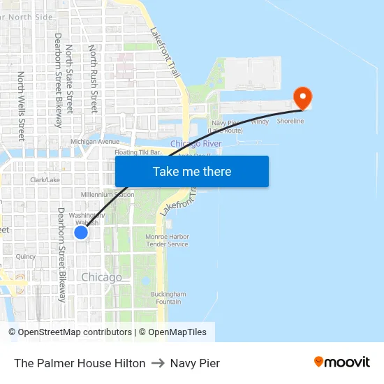 The Palmer House Hilton to Navy Pier map