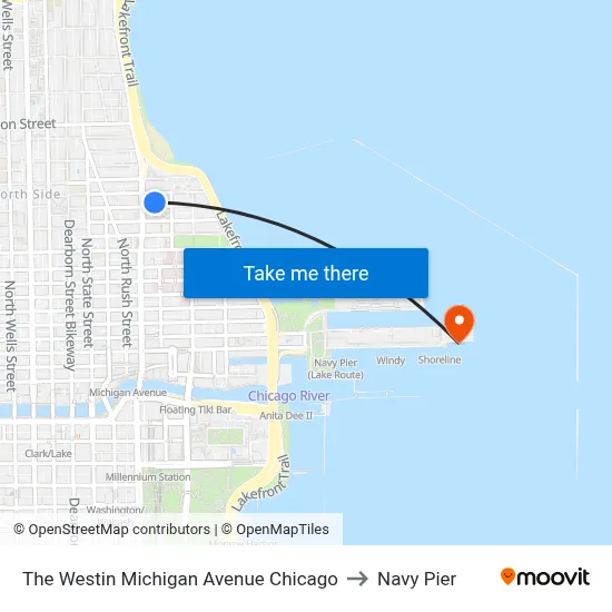 The Westin Michigan Avenue Chicago to Navy Pier map