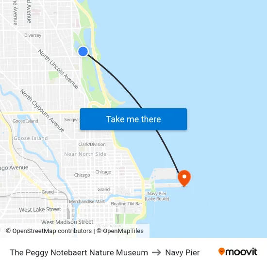 The Peggy Notebaert Nature Museum to Navy Pier map