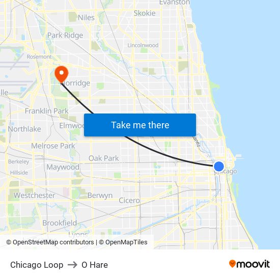 Chicago Loop to O Hare map