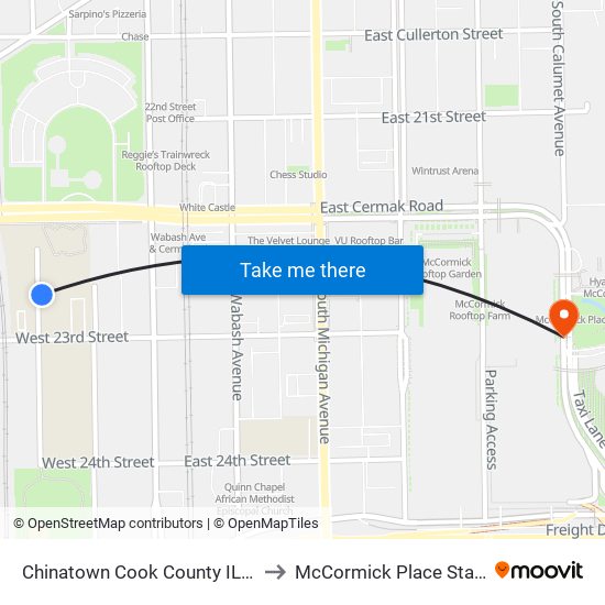 Chinatown Cook County IL USA to McCormick Place Station map