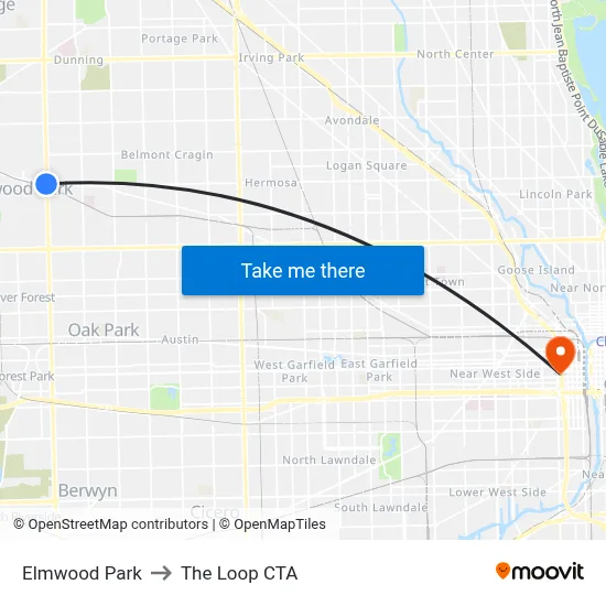 Elmwood Park to The Loop CTA map