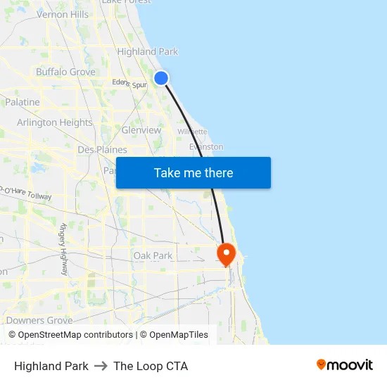 Highland Park to The Loop CTA map