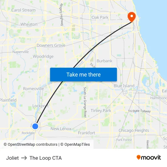 Joliet to The Loop CTA map