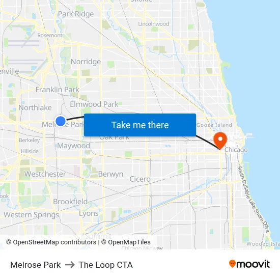 Melrose Park to The Loop CTA map