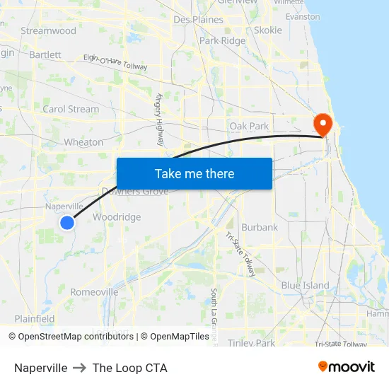 Naperville to The Loop CTA map