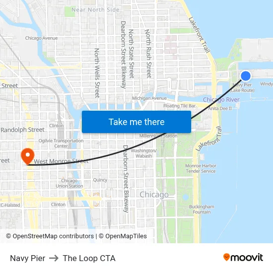 Navy Pier to The Loop CTA map