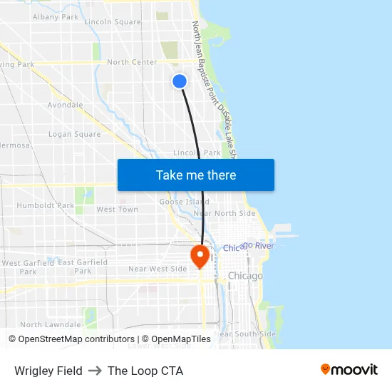 Wrigley Field to The Loop CTA map