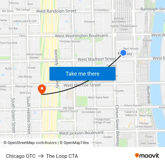 Chicago OTC to The Loop CTA map