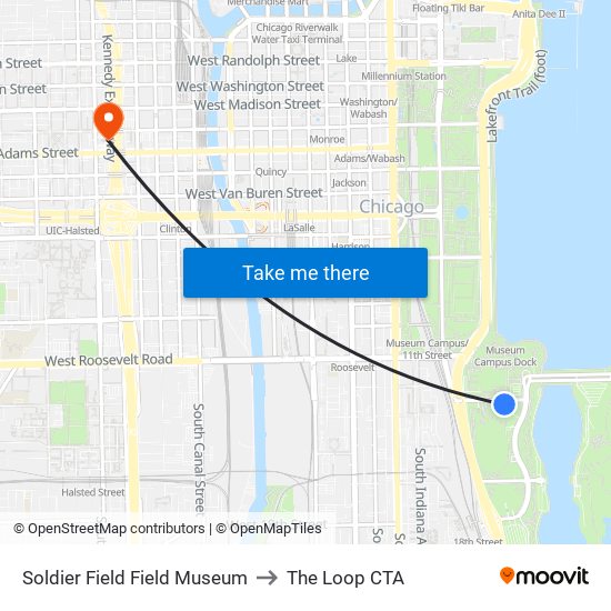 Soldier Field Field Museum to The Loop CTA map