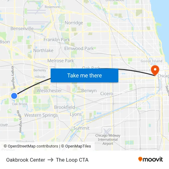 Oakbrook Center to The Loop CTA map