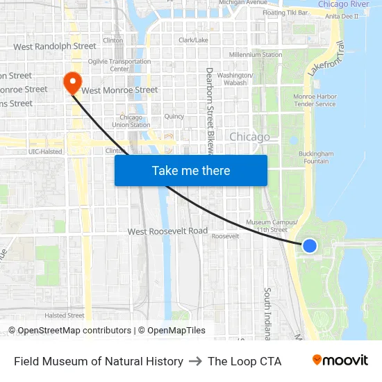 Field Museum of Natural History to The Loop CTA map