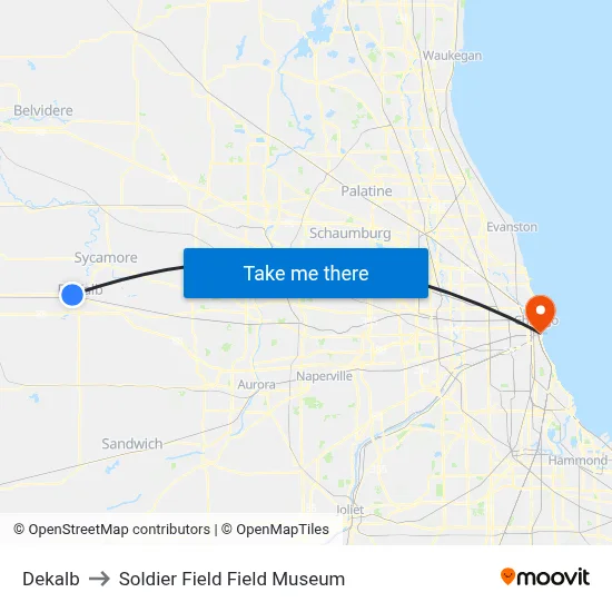 Dekalb to Soldier Field Field Museum map