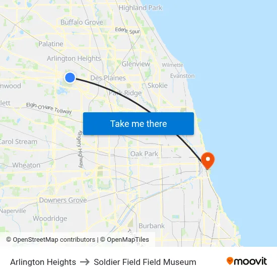 Arlington Heights to Soldier Field Field Museum map