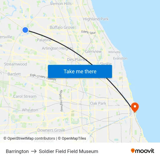 Barrington to Soldier Field Field Museum map
