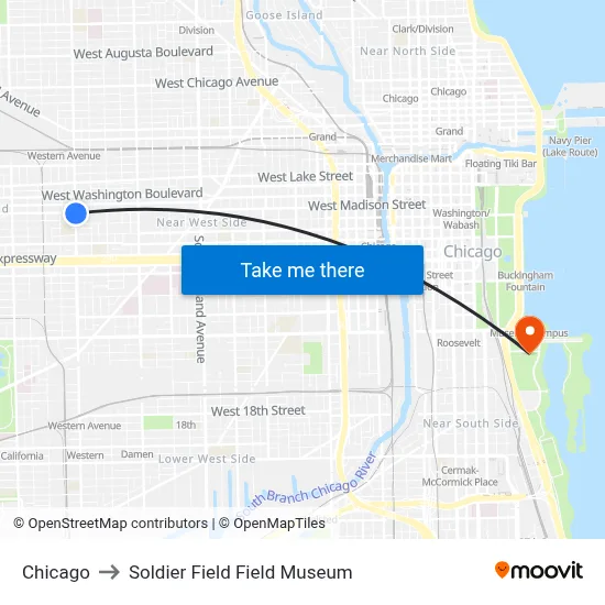 Chicago to Soldier Field Field Museum map