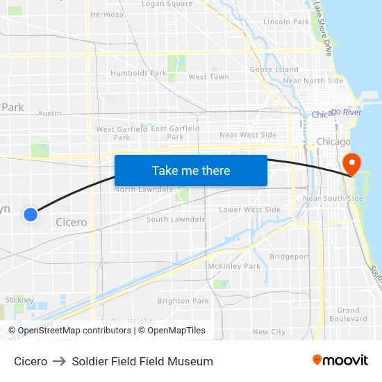 Cicero to Soldier Field Field Museum map