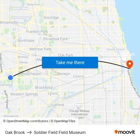 Oak Brook to Soldier Field Field Museum map