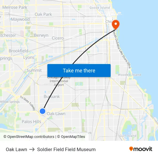 Oak Lawn to Soldier Field Field Museum map