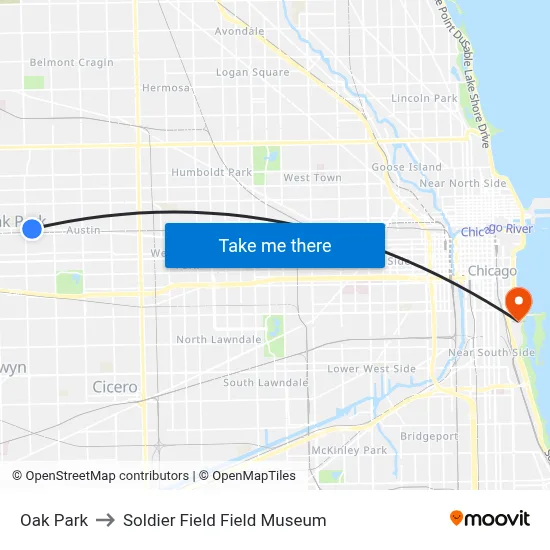 Oak Park to Soldier Field Field Museum map