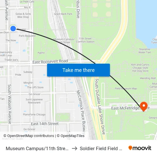 Museum Campus/11th Street Station to Soldier Field Field Museum map