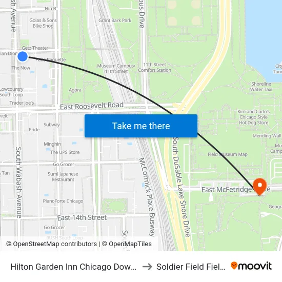 Hilton Garden Inn Chicago Downtown South Loop to Soldier Field Field Museum map