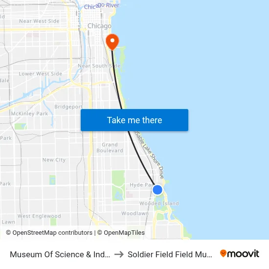 Museum Of Science & Industry to Soldier Field Field Museum map