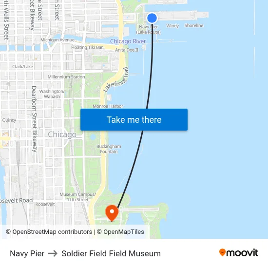 Navy Pier to Soldier Field Field Museum map