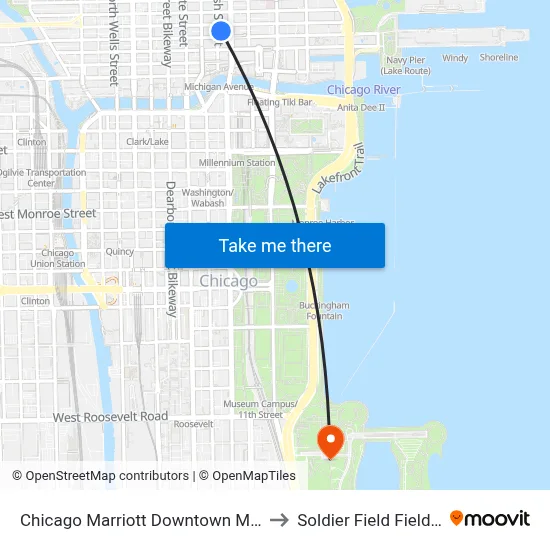 Chicago Marriott Downtown Magnificent Mile to Soldier Field Field Museum map