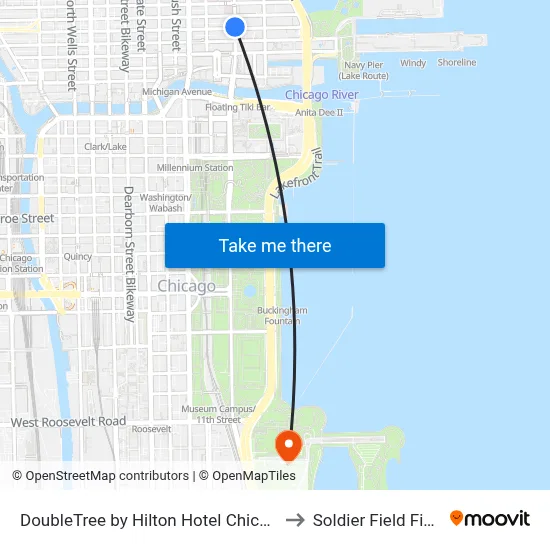 DoubleTree by Hilton Hotel Chicago - Magnificent Mile to Soldier Field Field Museum map