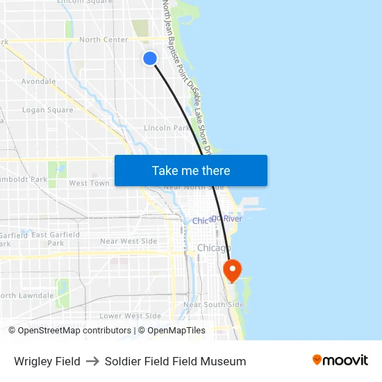 Wrigley Field to Soldier Field Field Museum map