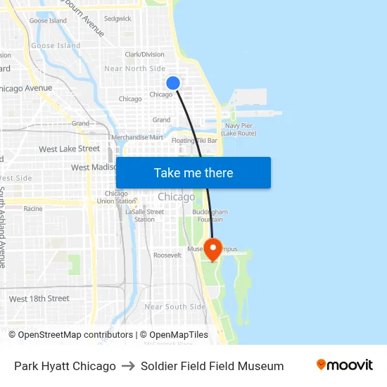 Park Hyatt Chicago to Soldier Field Field Museum map