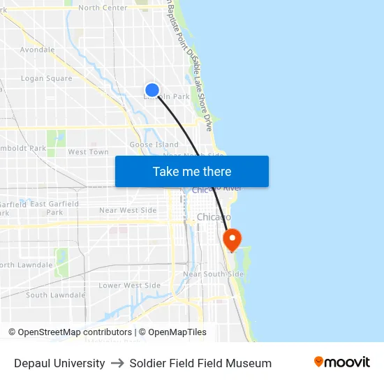 Depaul University to Soldier Field Field Museum map