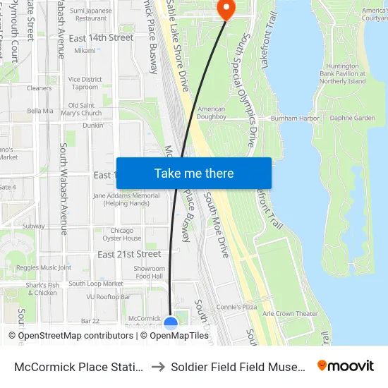 McCormick Place Station to Soldier Field Field Museum map