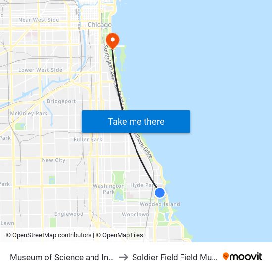 Museum of Science and Industry to Soldier Field Field Museum map