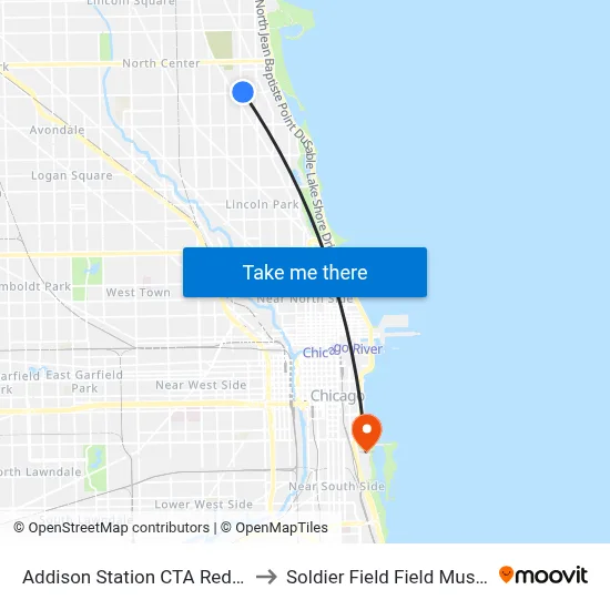 Addison Station CTA Red Line to Soldier Field Field Museum map