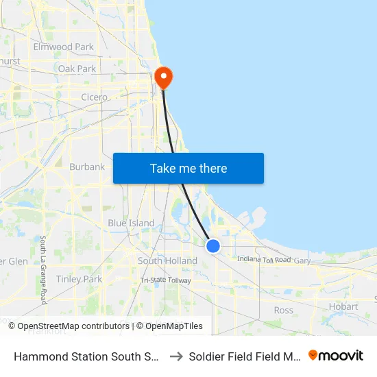 Hammond Station South Shore Line to Soldier Field Field Museum map