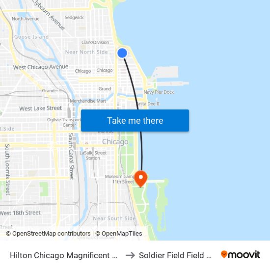 Hilton Chicago Magnificent Mile Suites to Soldier Field Field Museum map