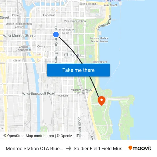 Monroe Station CTA Blue Line to Soldier Field Field Museum map